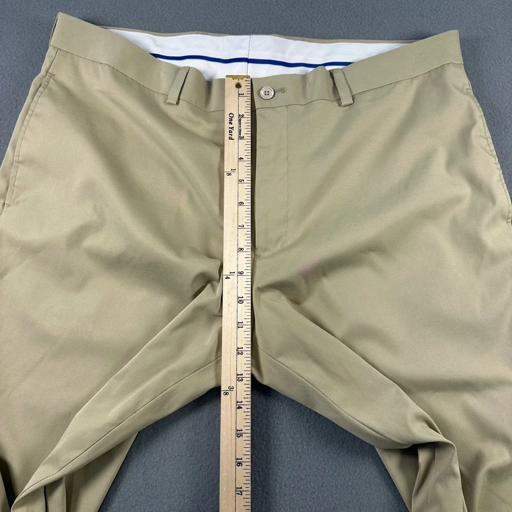 Slazenger Mens Golf Pants Khaki Tan Flat Front Stretch W38 L30 Performance